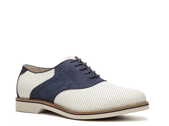 GH Bass Burlington Mens 12D Black White Perforated Leather Saddle Shoes Oxfords bass saddle shoes products for sale | eBay main image 2