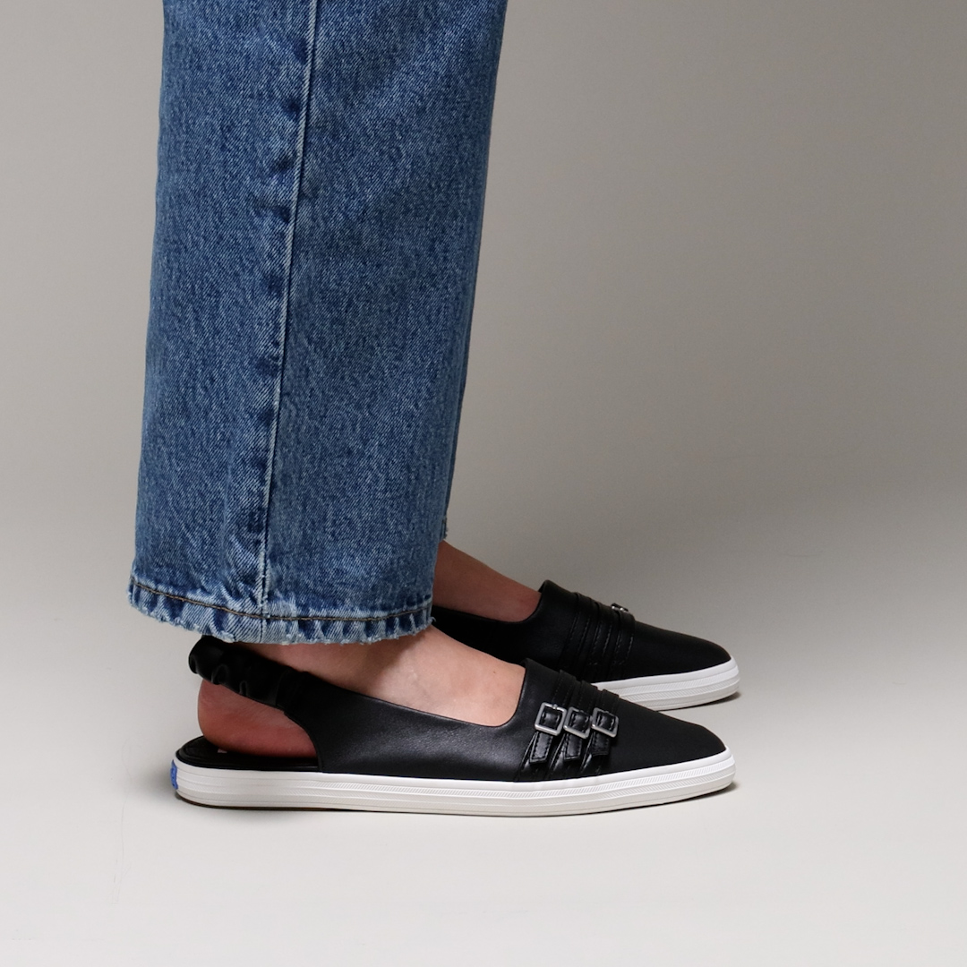 Point Slingback Leather Deco Buckles