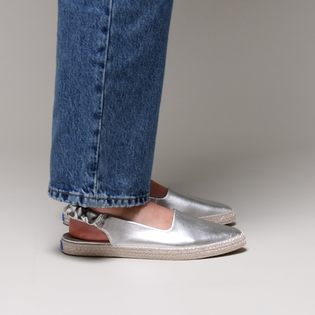 Point Slingback Metallic Leather Jute Foxing