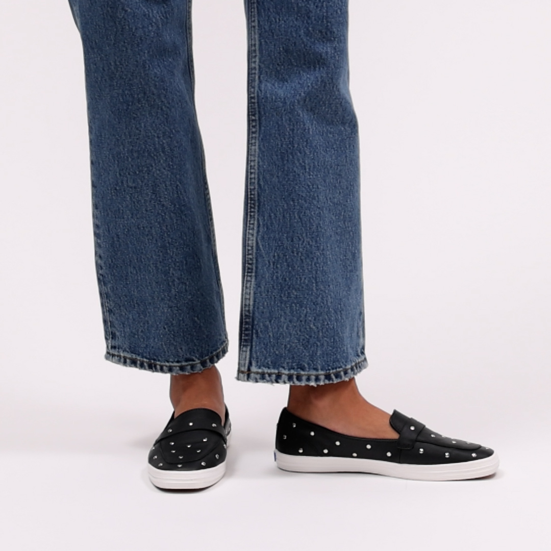 Square Toe Loafer Glitter Suede