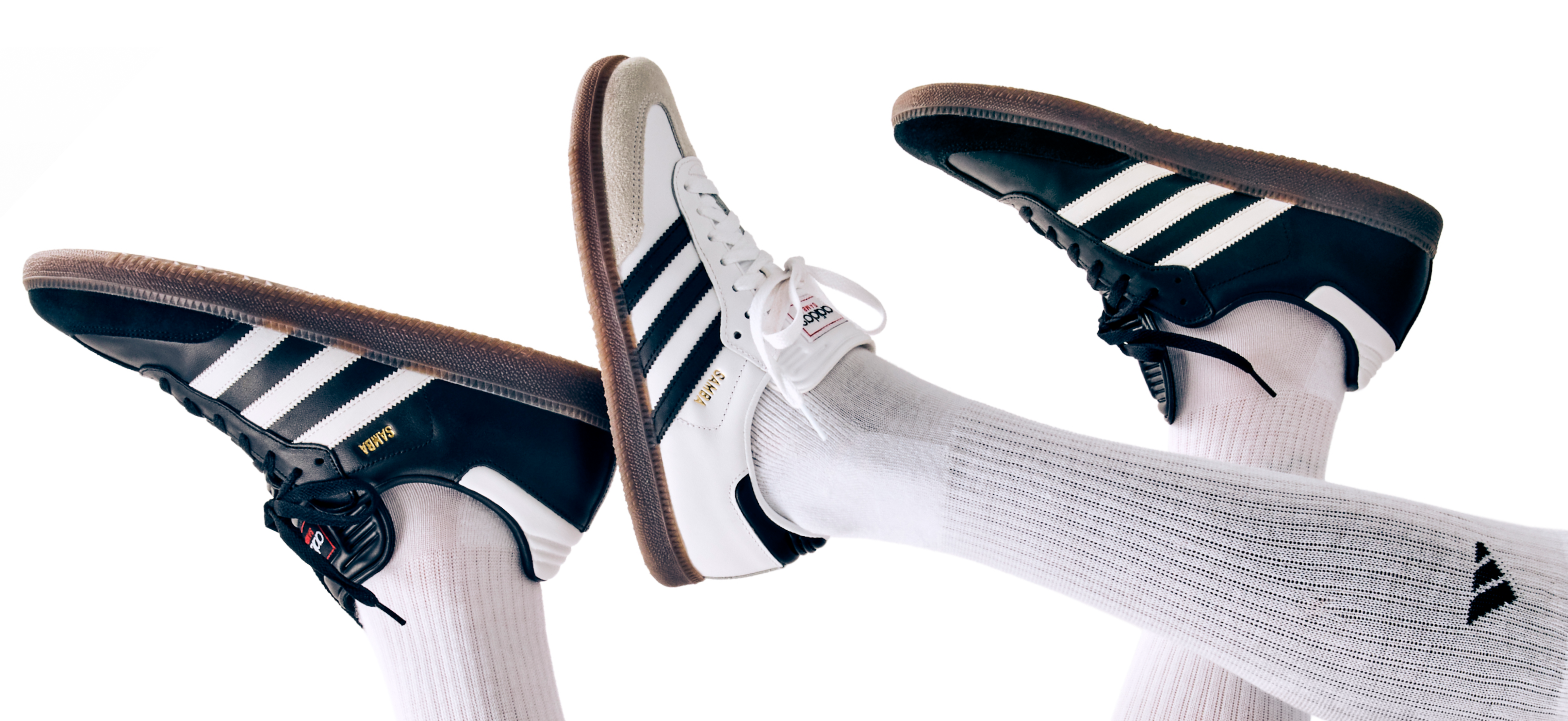 Shop the Adidas samba indoor sneaker in classic black and white color ways at DSW for the whole family.